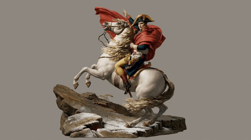 Famous Art - Napoleon Crossing the Alps by Jacques-Louis David - 1801