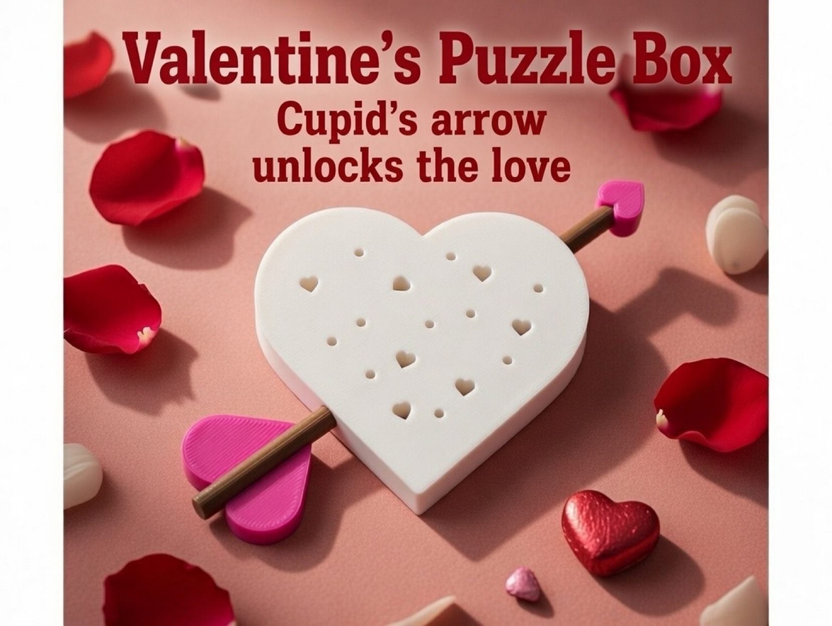 Easy Valentines Day Puzzle Box, Cupids Arrow unlocks the love