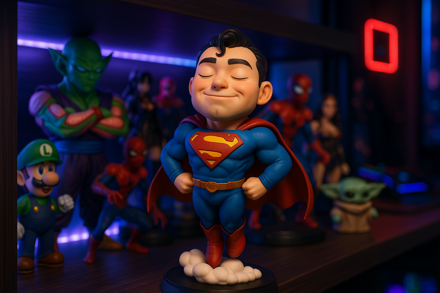 Superman Volando - Figura 3D Estilo Chibi