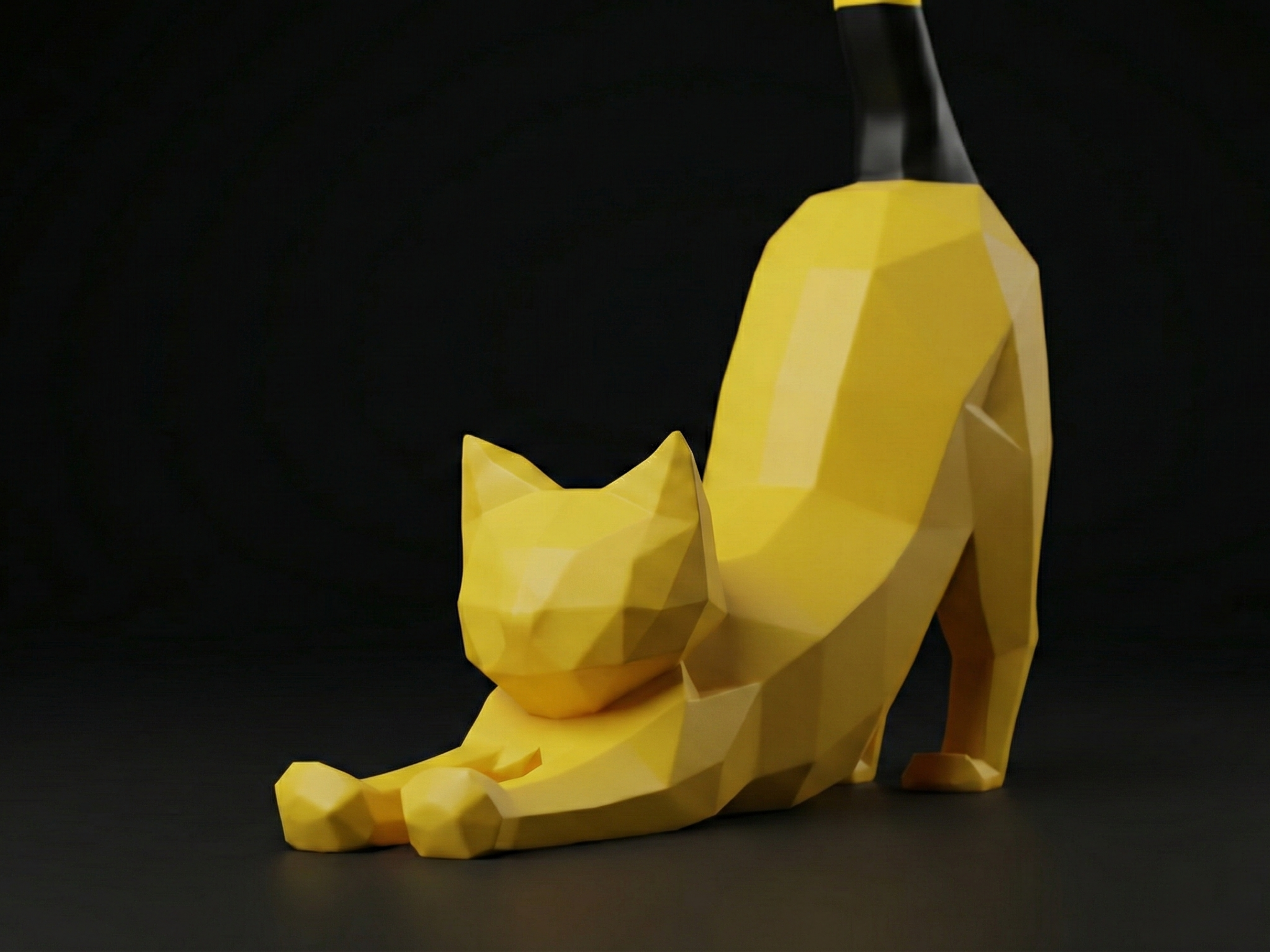 Miniatura 4 do modelo 3D Low Poly Stretching Cat