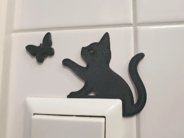 Light Switch Decoration (Cat with Butterfly)