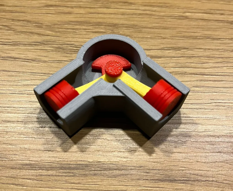 V2 90deg Engine Fidget Keychain — miniatura 2