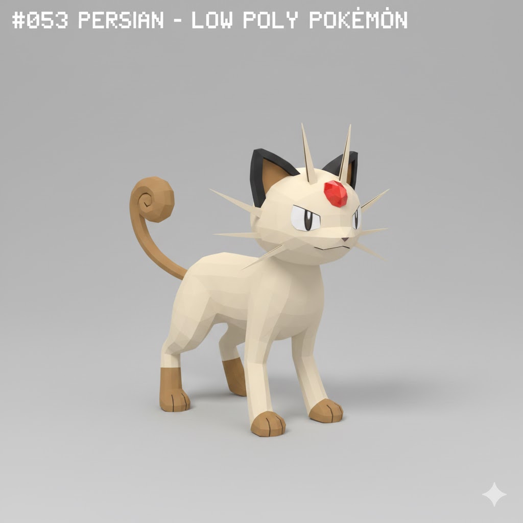 #053 Persian – Low Poly Pokémon