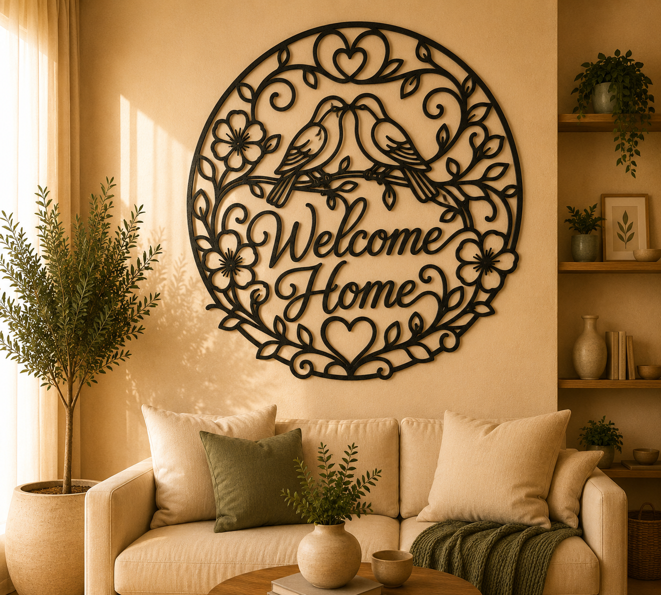 Welcome Home Floral Birds 2D Wall Art