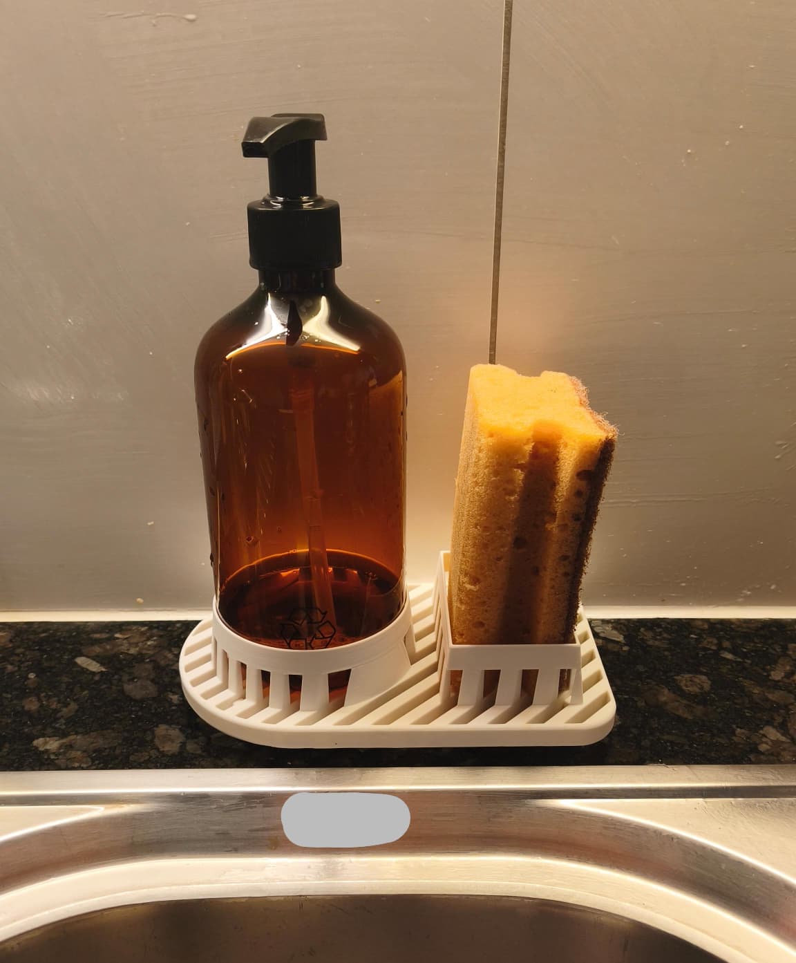 soap dispenser/pump & sponge dripping rack