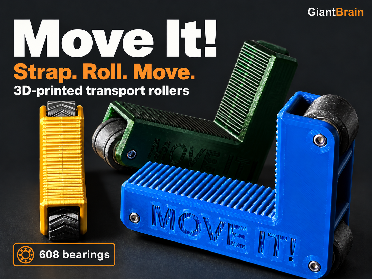Move It! – 3D-Printed Transport Rollers with 608 Bearings — miniatura 3