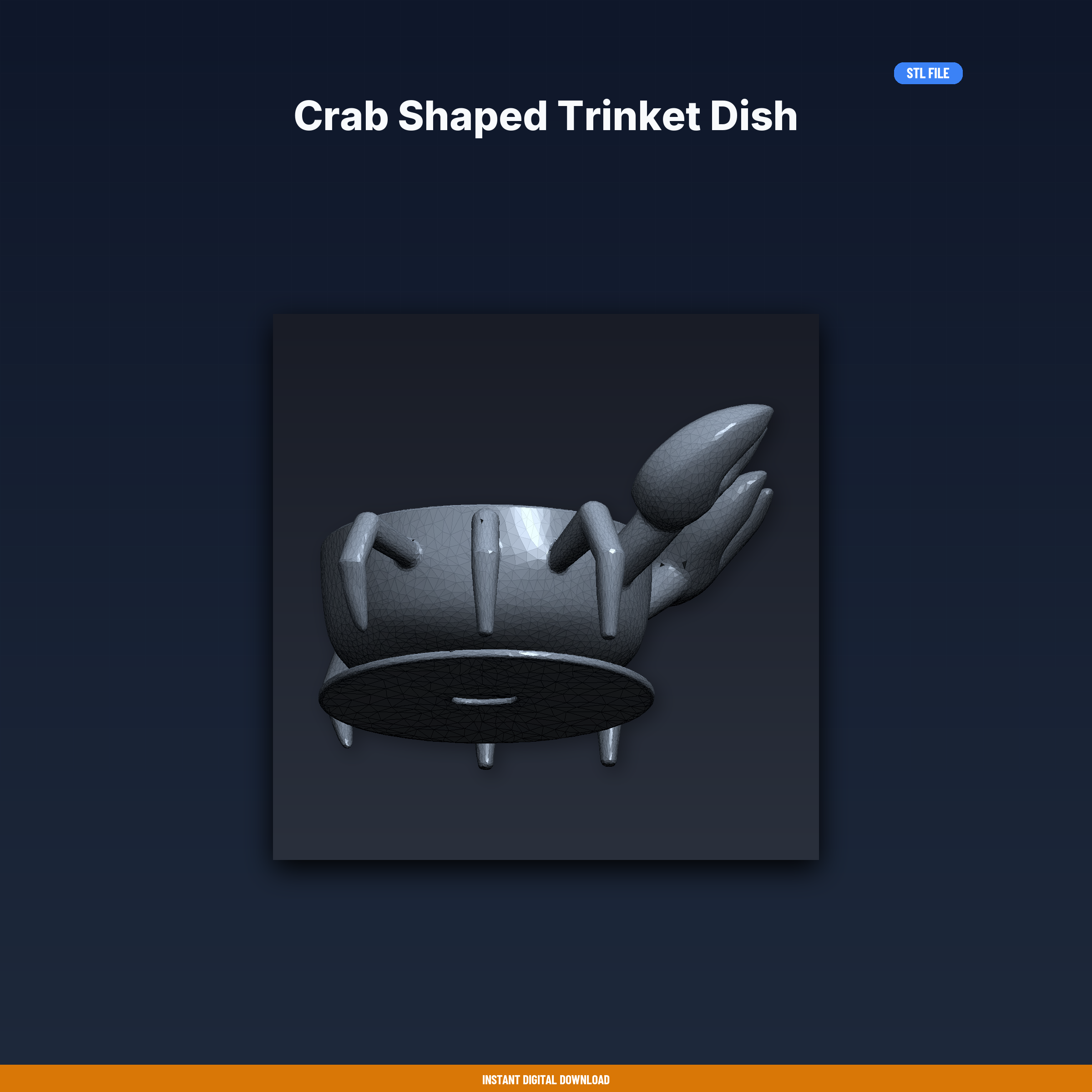 Crab Shaped Trinket Dish - 3D Printable STL File