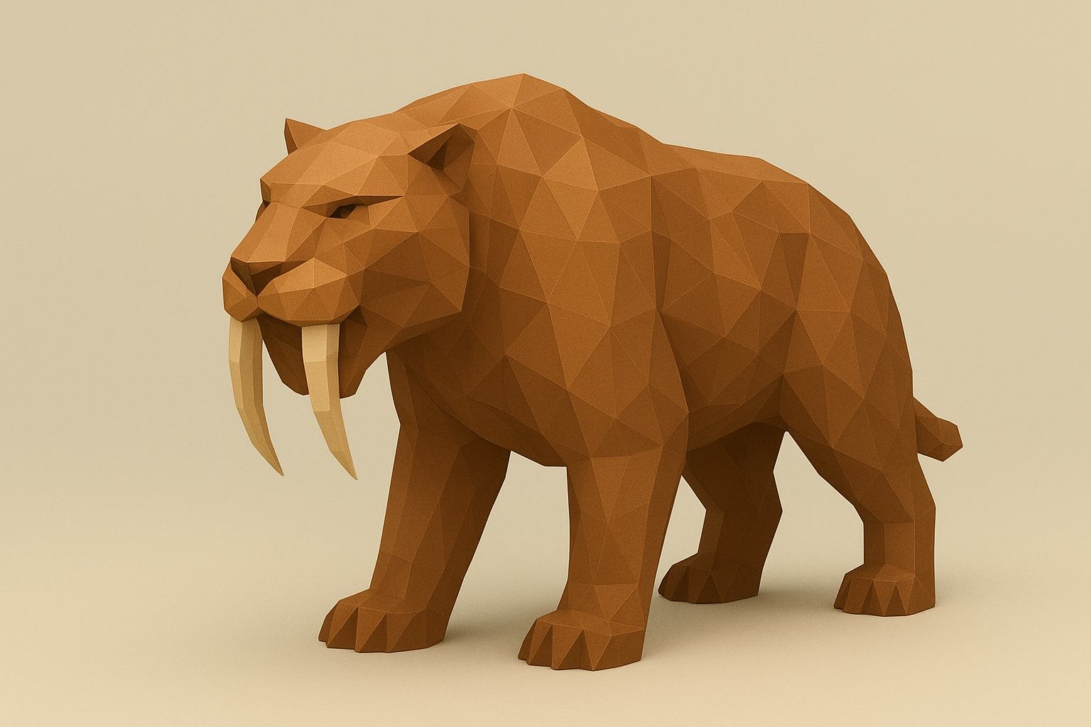 Low poly saber-tooth tiger