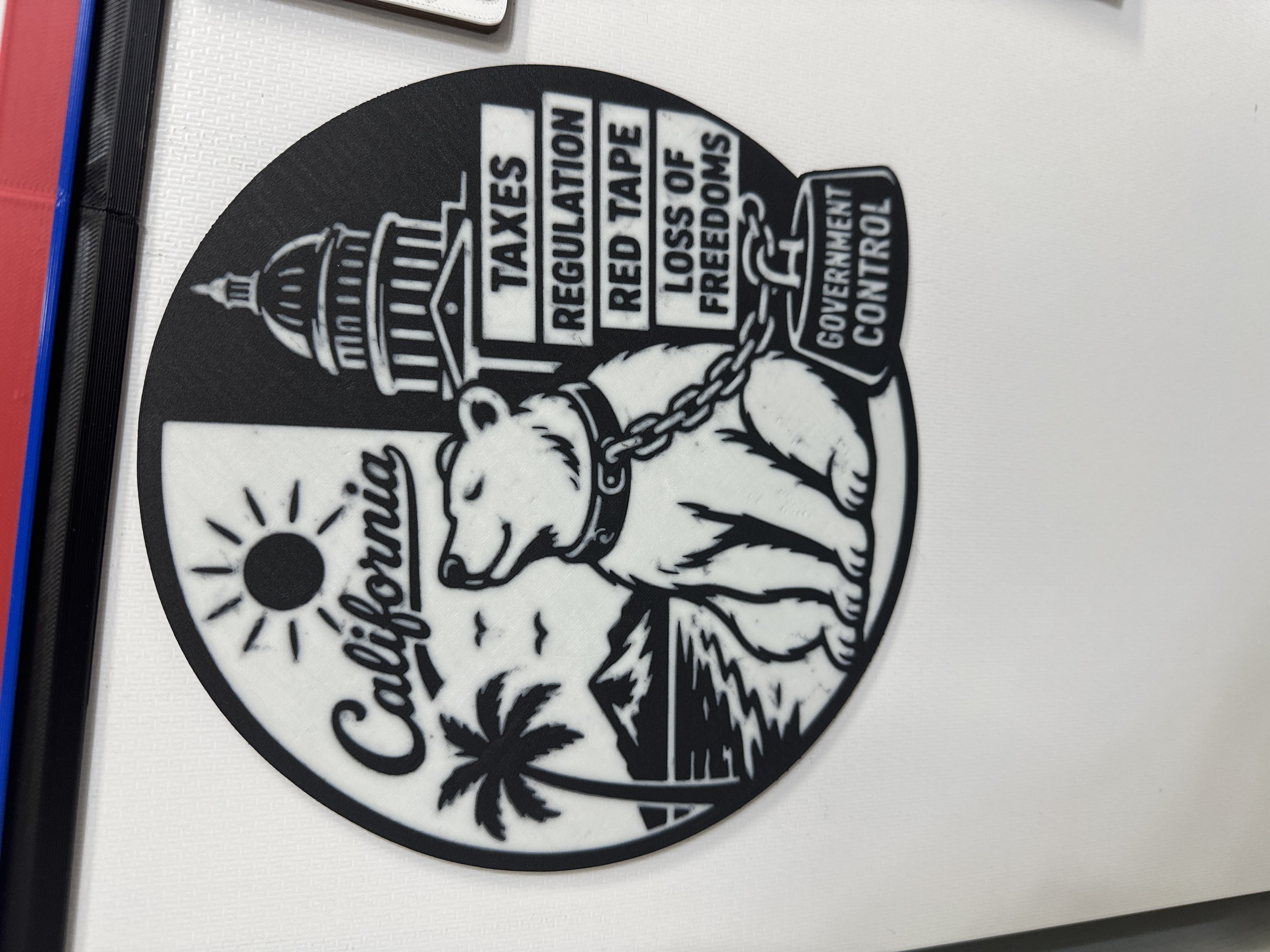 California CA Chained Citizen Bear, Political Commentary hueforge