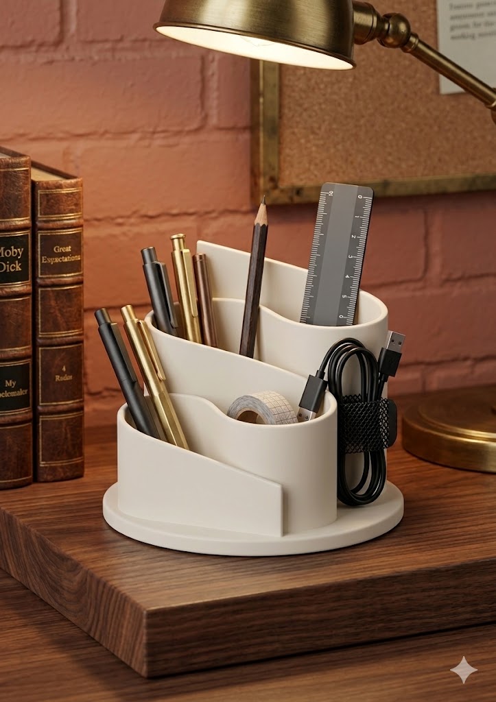 Organic Fluted Desk Organizer & Letter Holder 3D model by 7ZL