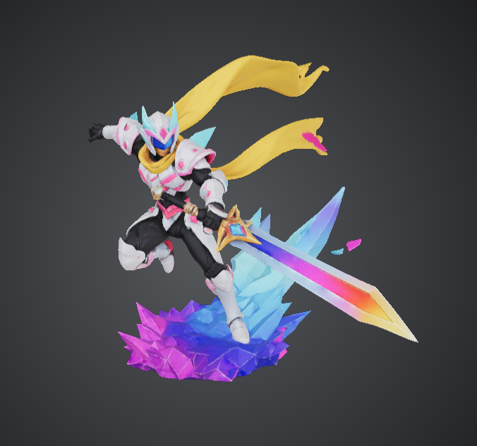 Prismatic Crystal Knight – Rainbow Sword Hero on Crystal Base