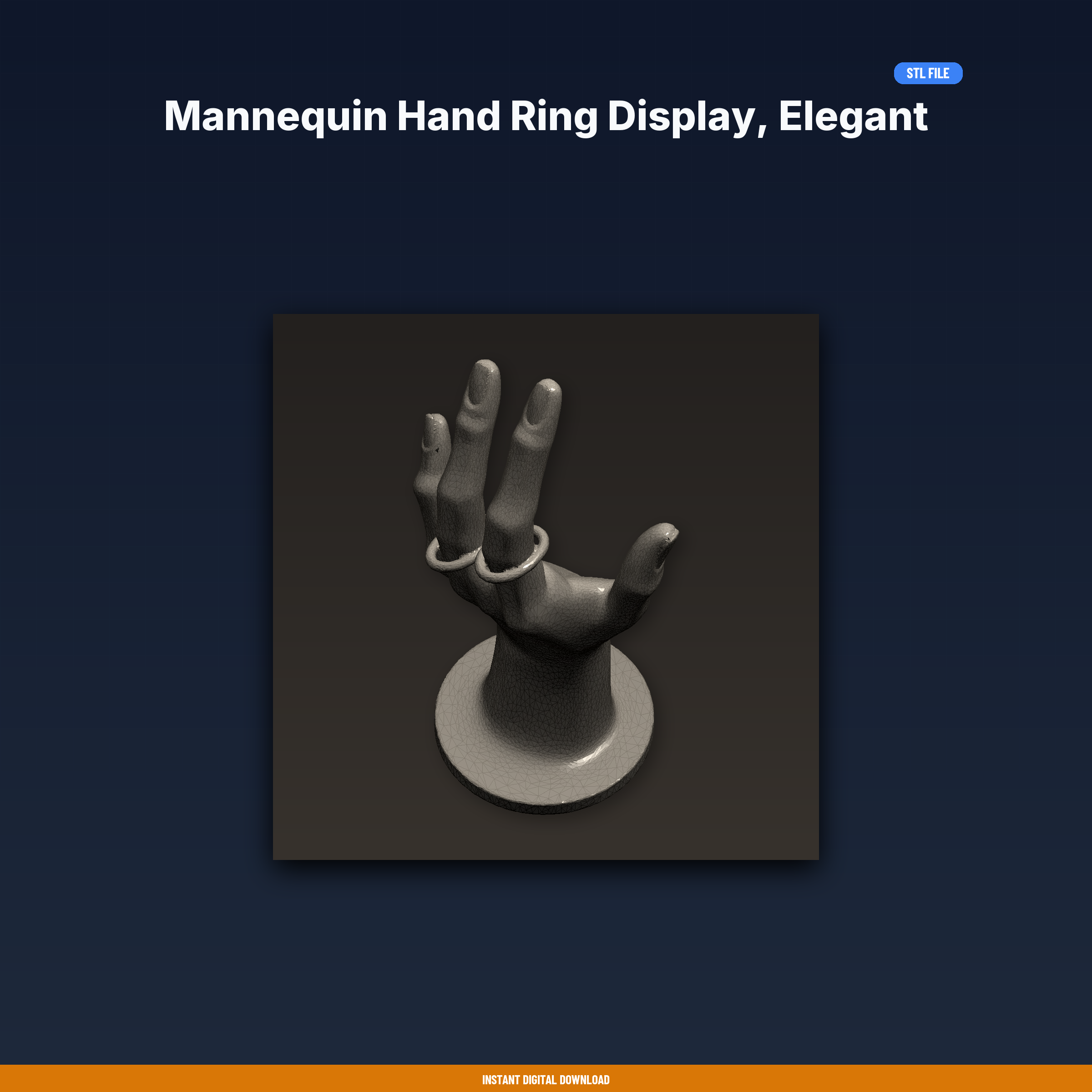 Mannequin Hand Ring Display, Elegant Pose, Holds Rings On Fingers, - 3D Printable STL File