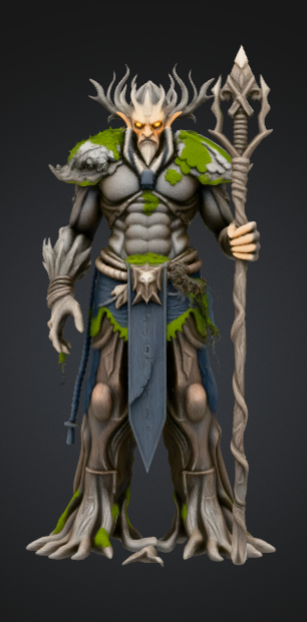 Forest Guardian Druid King – Nature Warlord with Antlers & Staff
