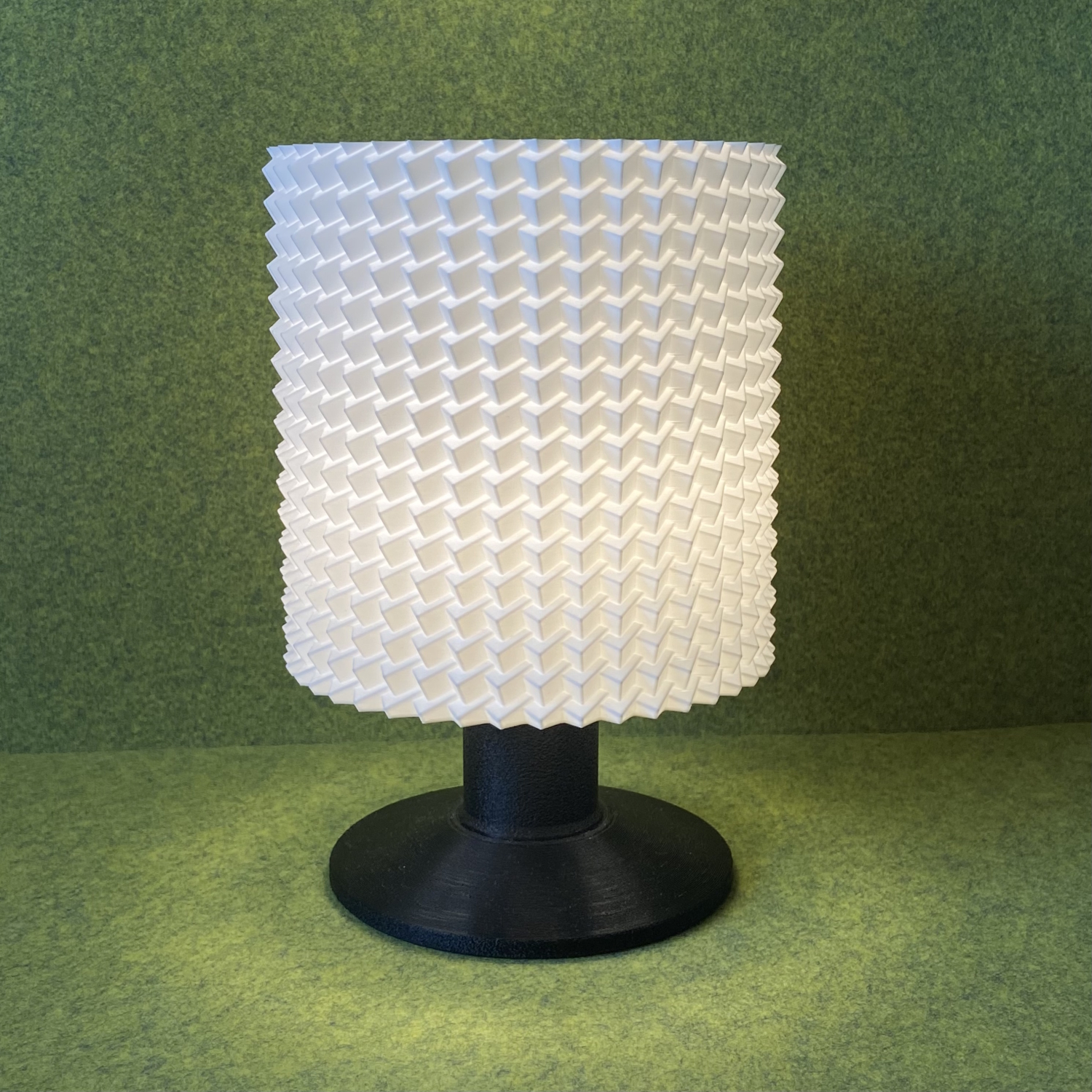 Pedestal Table Lamp with Textured Cube Cylinder Shade