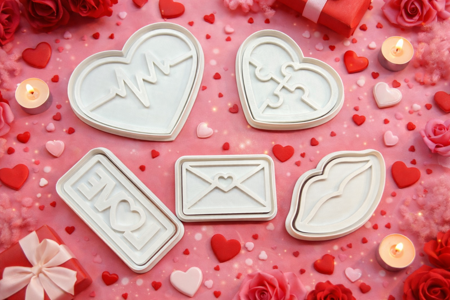 Valentine Cookie Cutters – Modern Love Set (5 Designs)