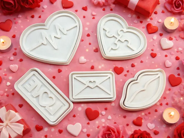 Valentine Cookie Cutters – Modern Love Set (5 Designs)