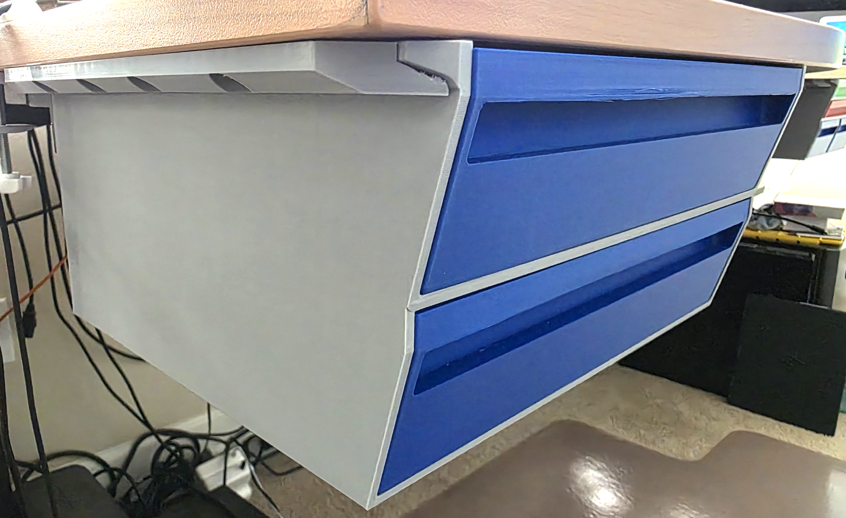 Giant underdesk cabinet with 2 drawers (with optional Gridfinity insert) 3D model thumbnail