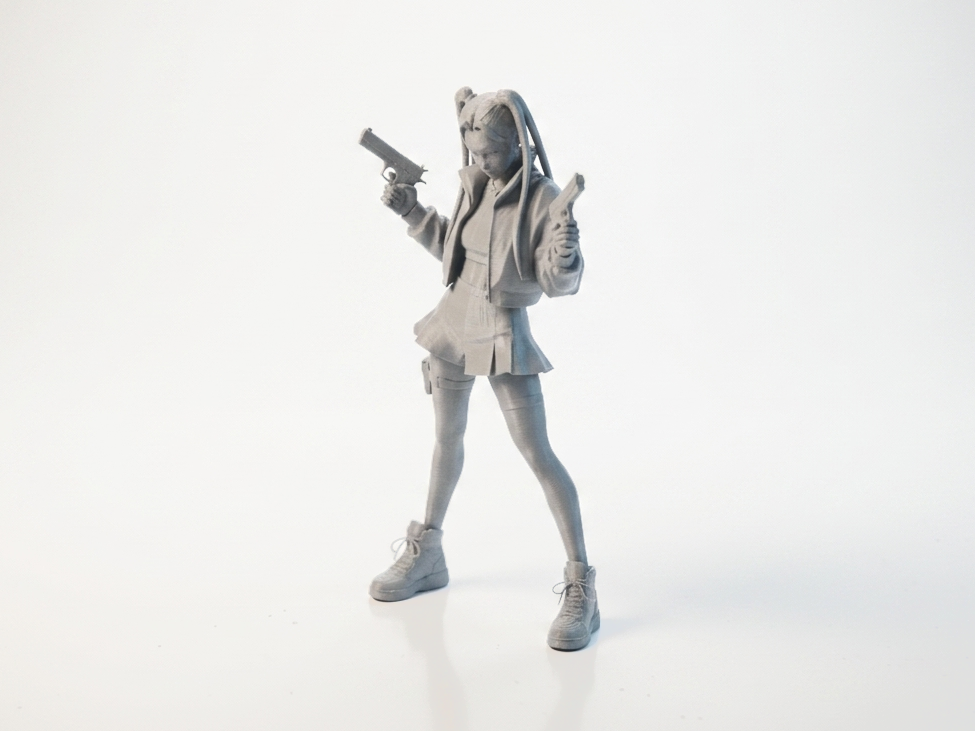 Dual Gun Lady Action Figurine Female Figure 3D Printable