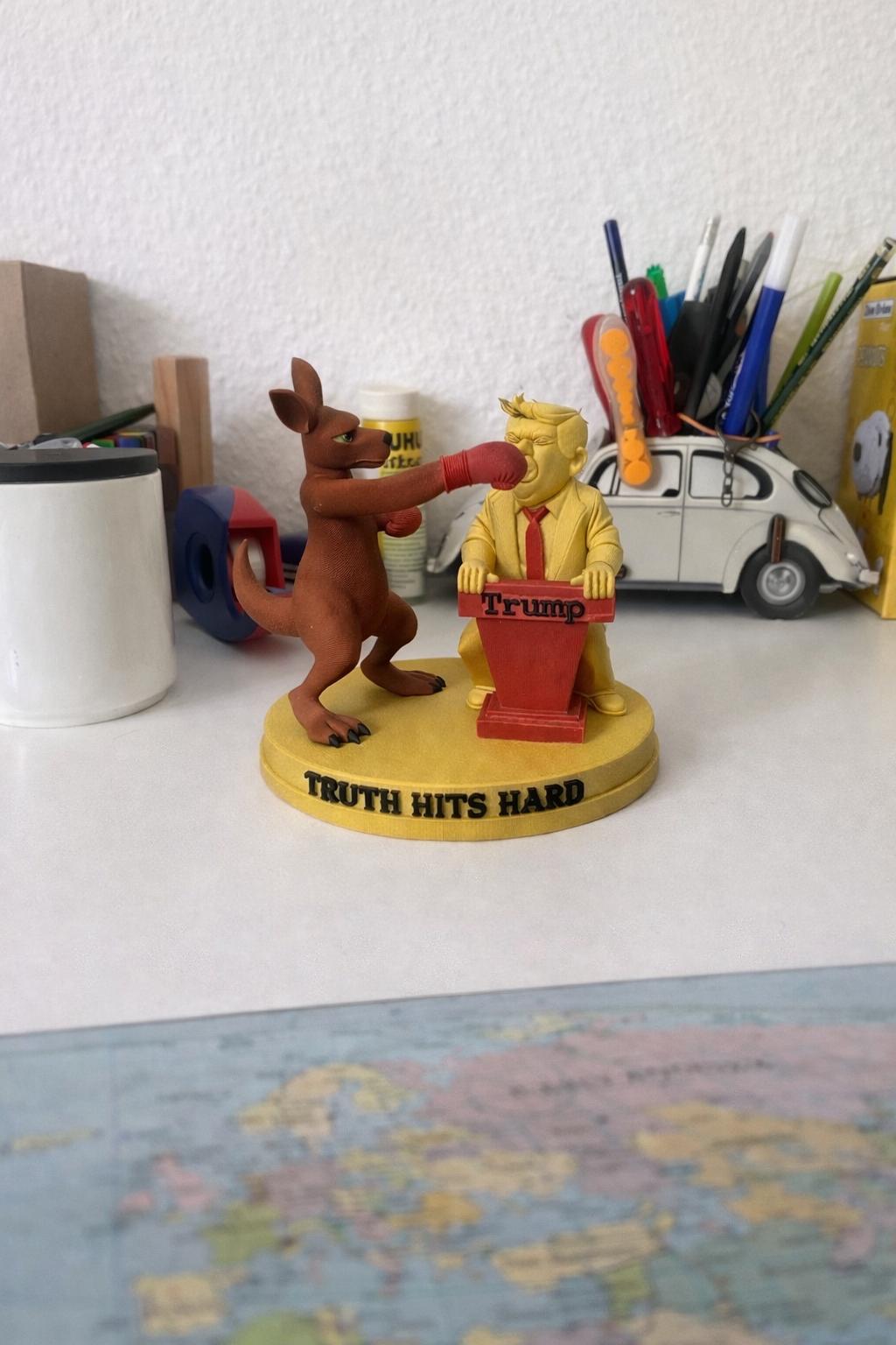 Truth Hits Hard – Kangaroo vs. Trump Satire 3D model