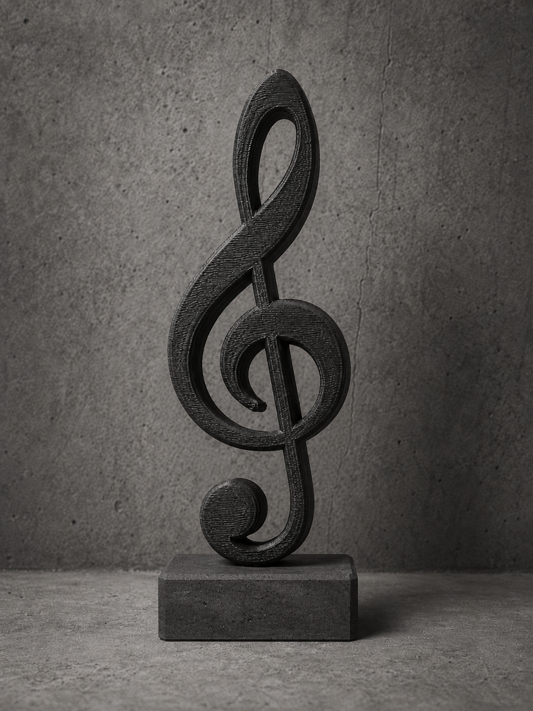 Skulptur eines Notenschlüssels/ Sculpture of a note key