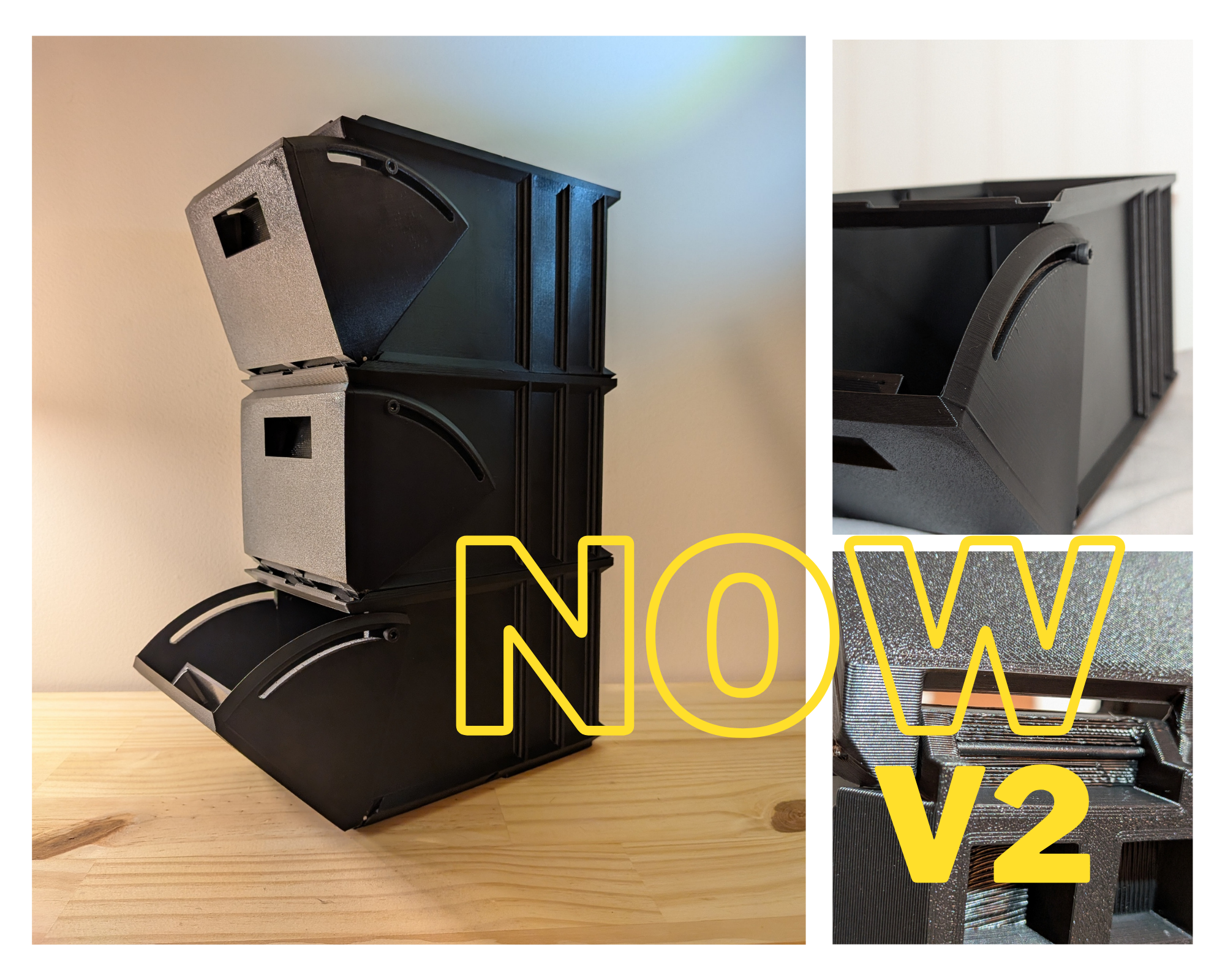 Stackable container box with side open. Now V2: less filament and more space!