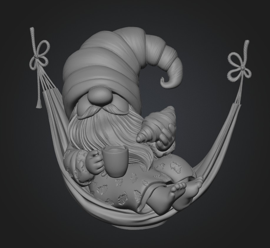 Croissant Gnome in a Hammock 3D model