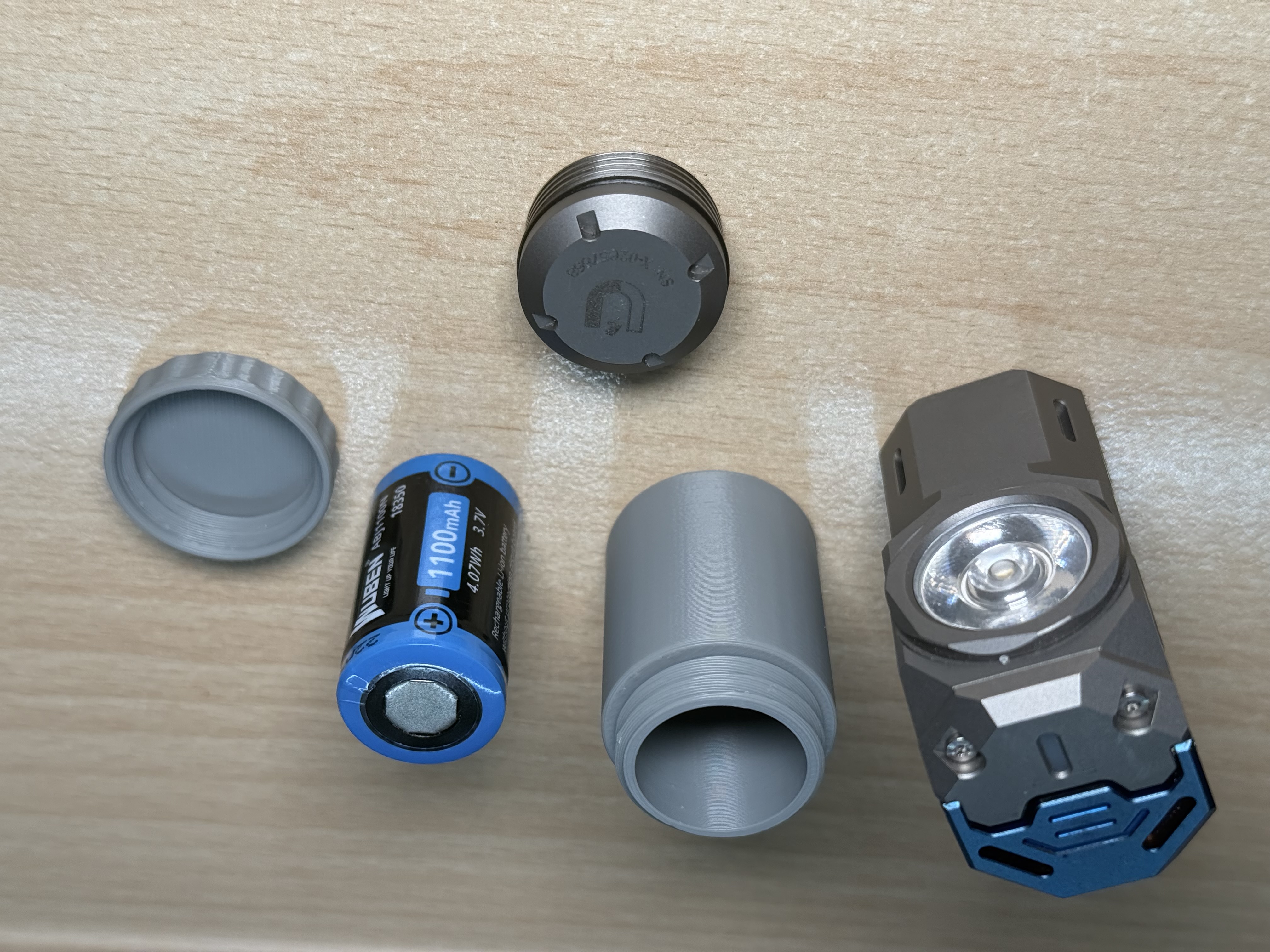 18350 Battery Container with battery cap key for Wuben Knight X-0