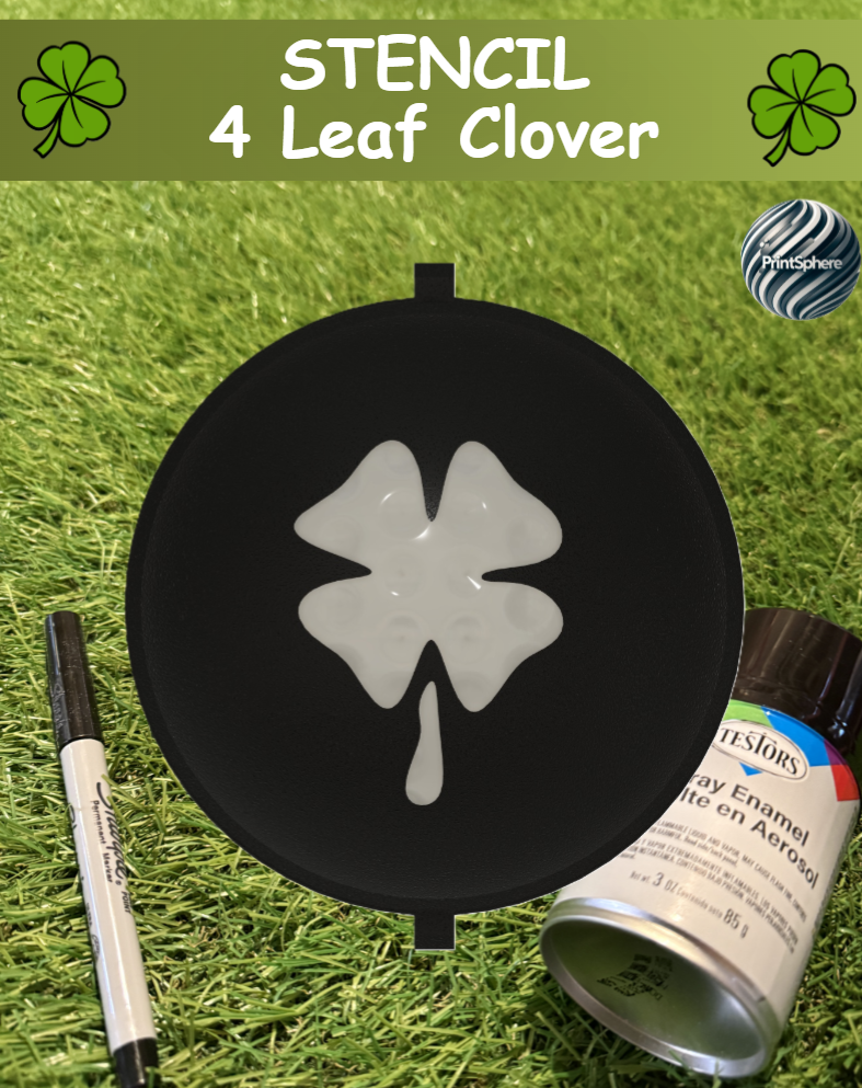 Golf - Golf Ball Stencil - Insert - 4 Leaf Clover - Marker
