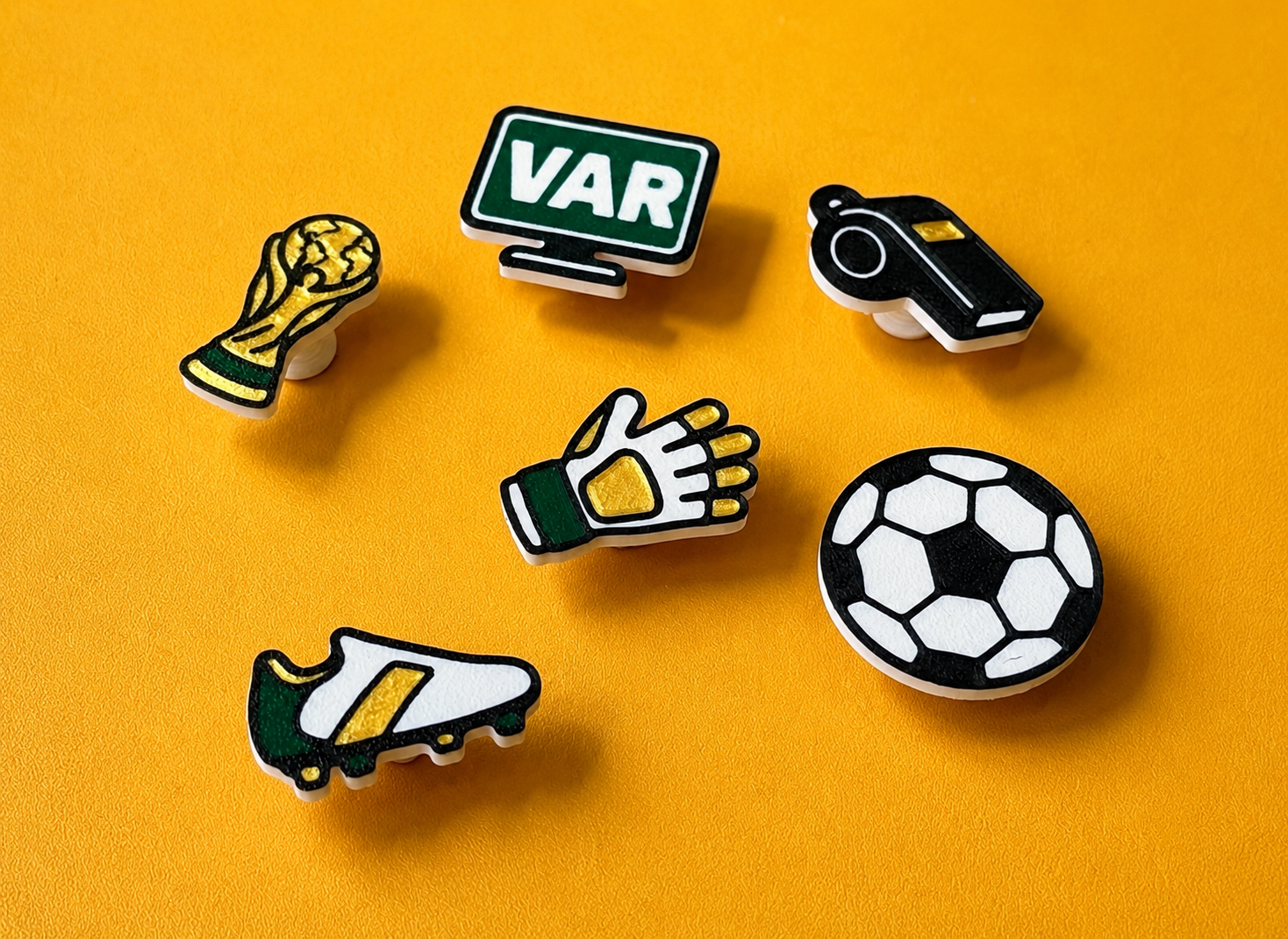 Football Clog Charm Set - 6 Multi-Colour Jibbitz-Style Charms