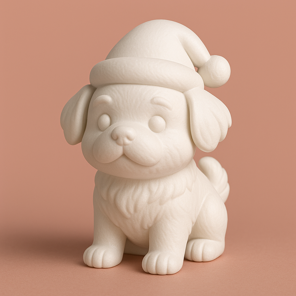 Little dog with a Christmas hat