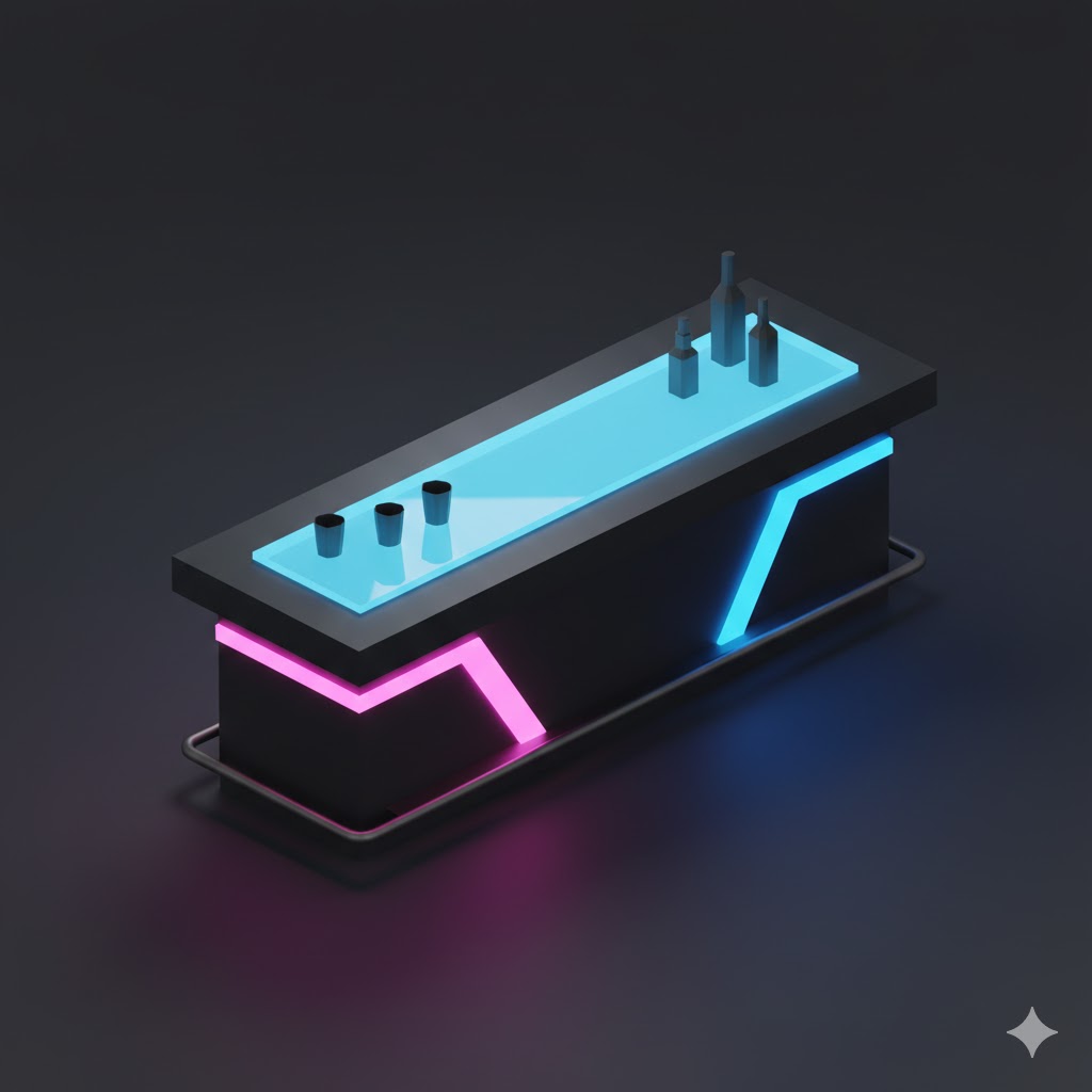 Low Poly Neon Bar Counter