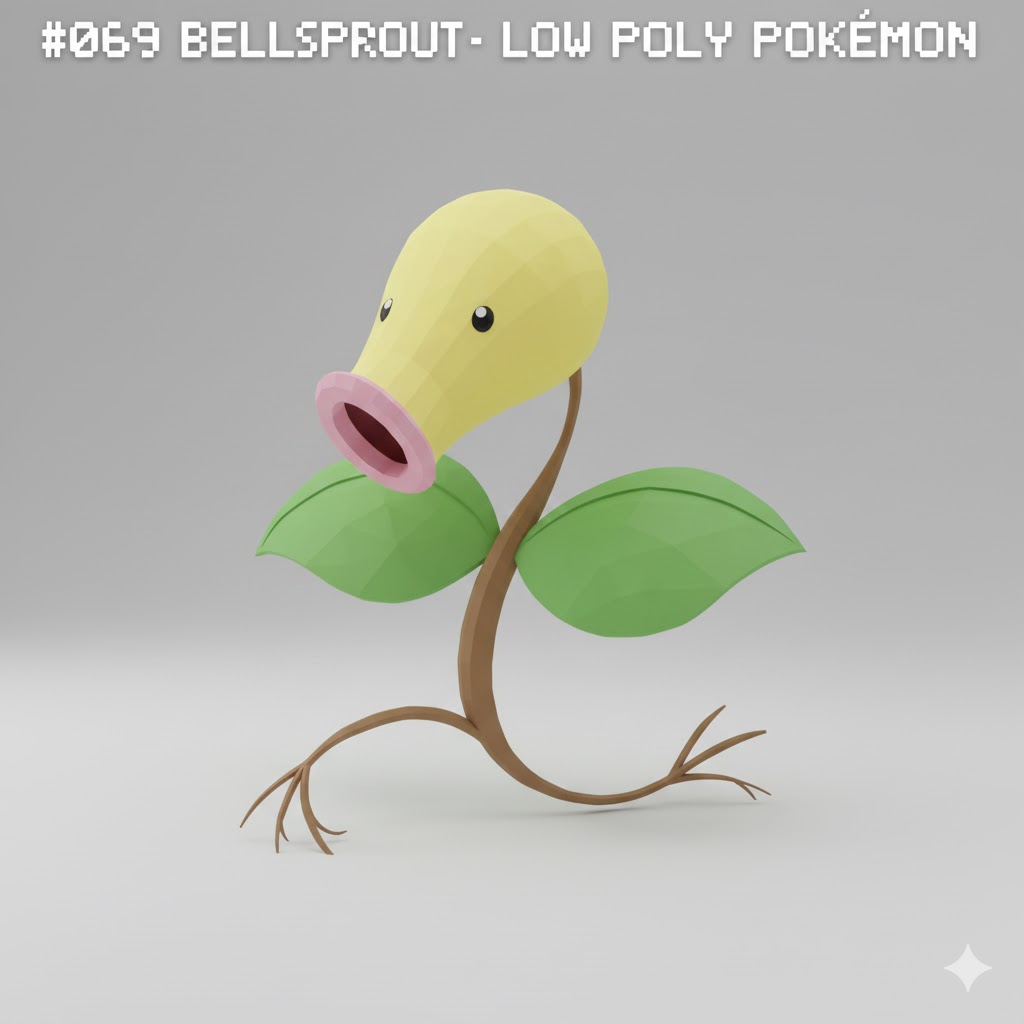 #069 Bellsprout – Low Poly Pokémon