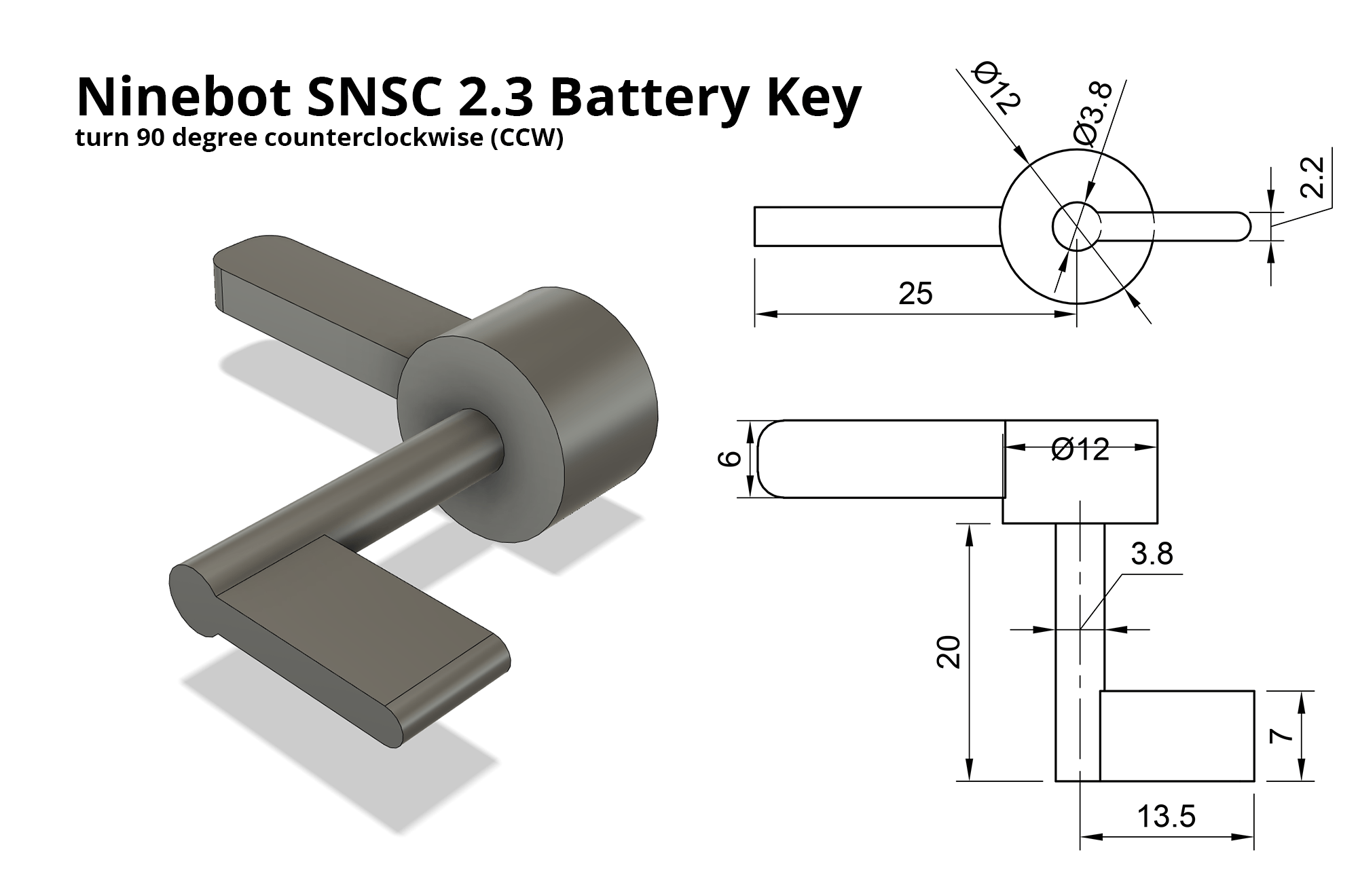 Ninebot SNSC Battery Compartment Emergency Release Key