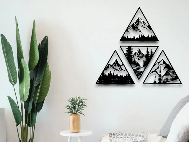 Triangular Mountain Wall Art – Minimalist Nature Wall Decor