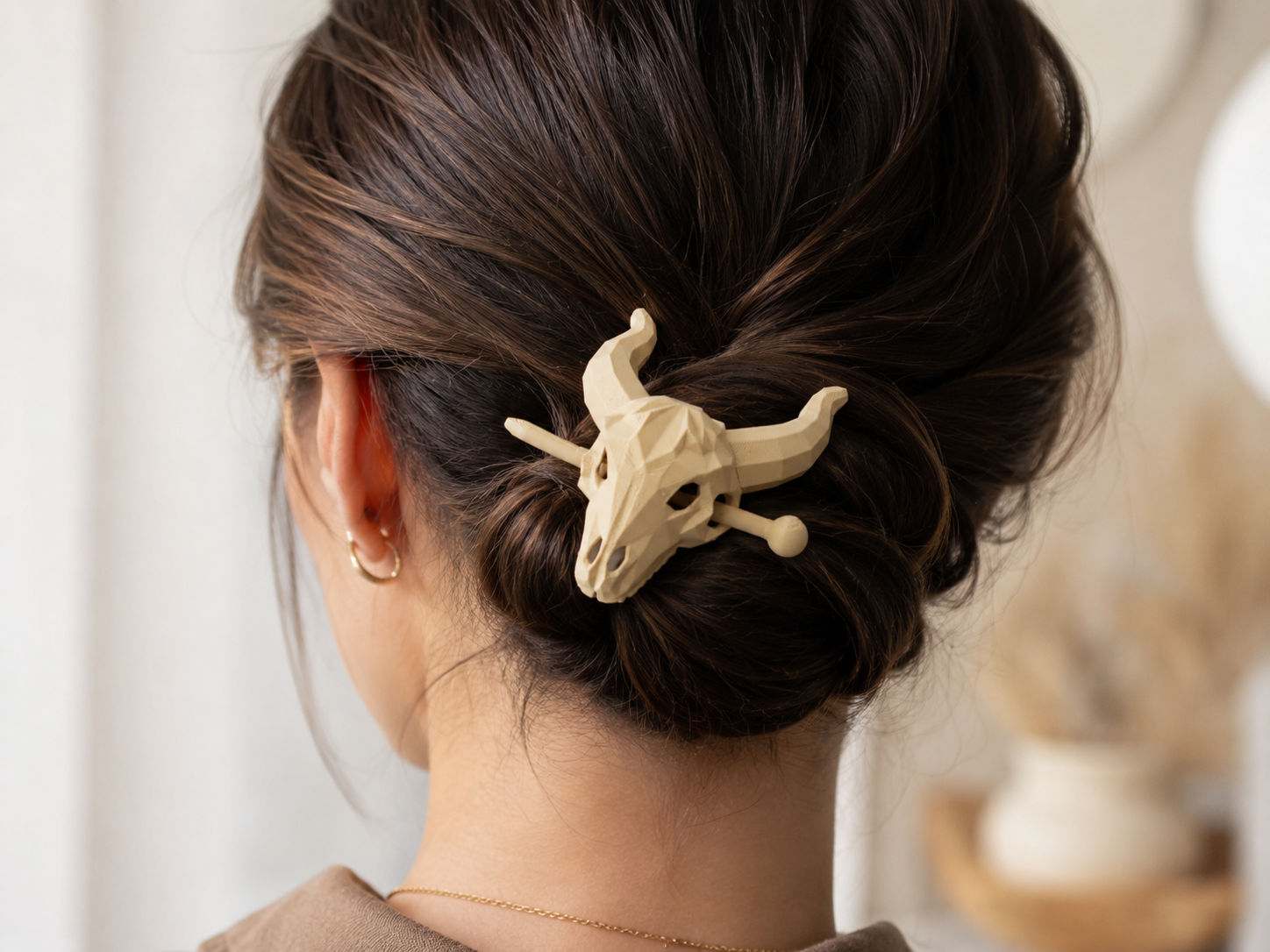 Longhorn Skull Hair Pin