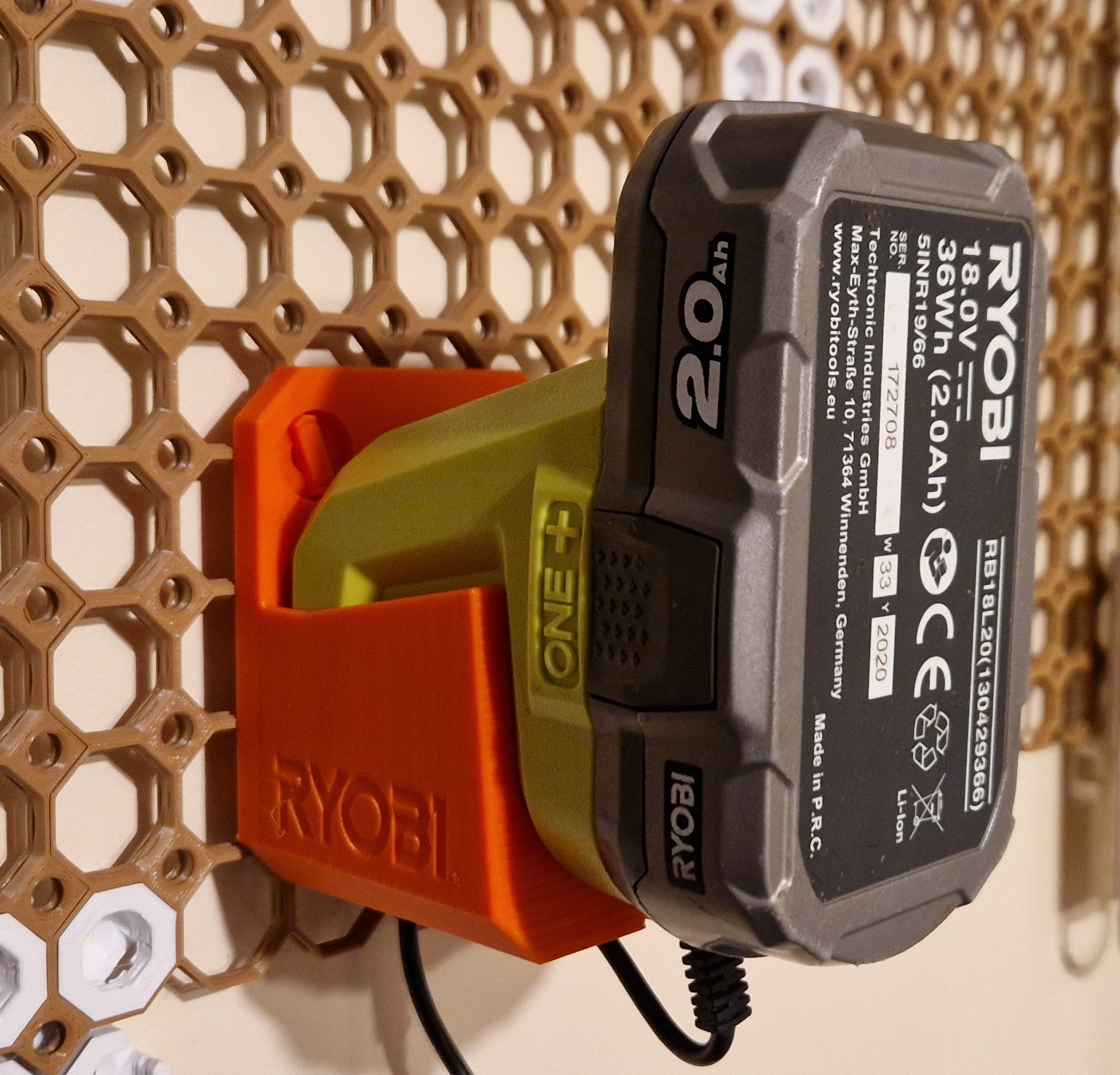 Ryobi Charger (RC18115) Wall Mount Cradle Remix for Multiboard
