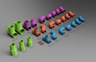 Pipe fittings Elbow Ø16mm / Ø20mm / Ø25mm Hexagonal Shape - Gomiti di raccordo tubi forma esagonale
