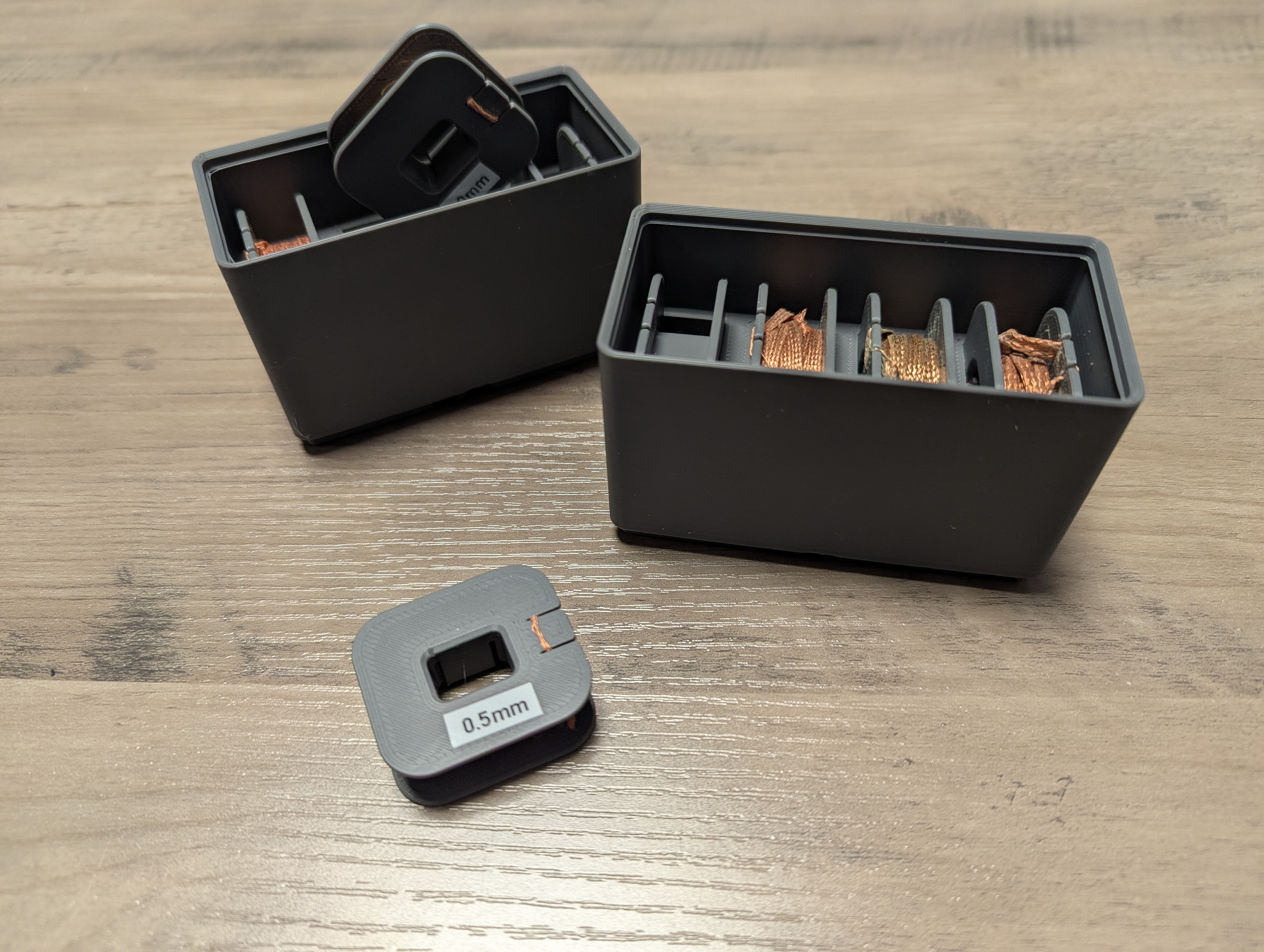 Gridfinity Stackable Bins for Solderwick-Spool