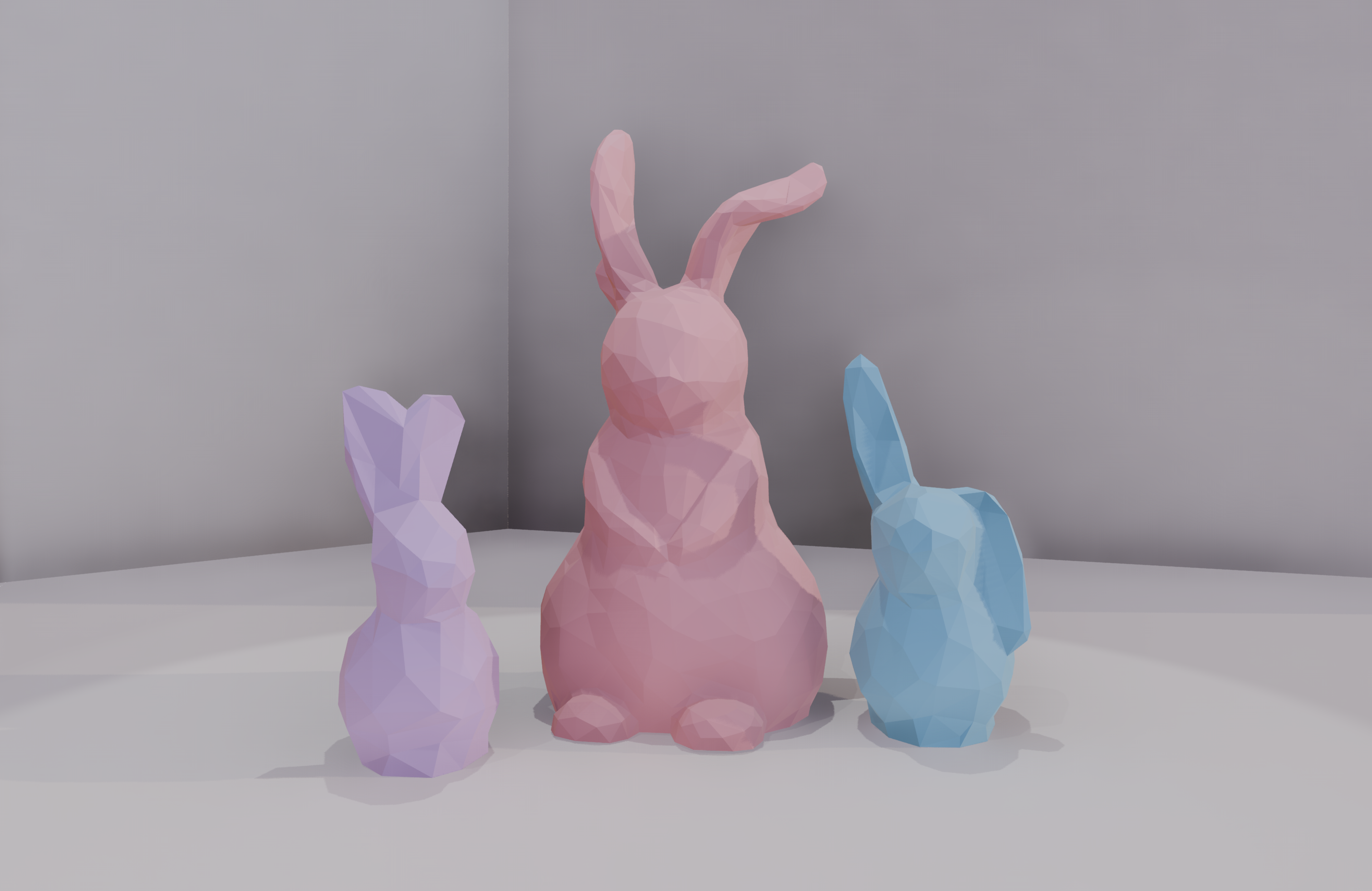 Cute Low Poly Bunny Family
