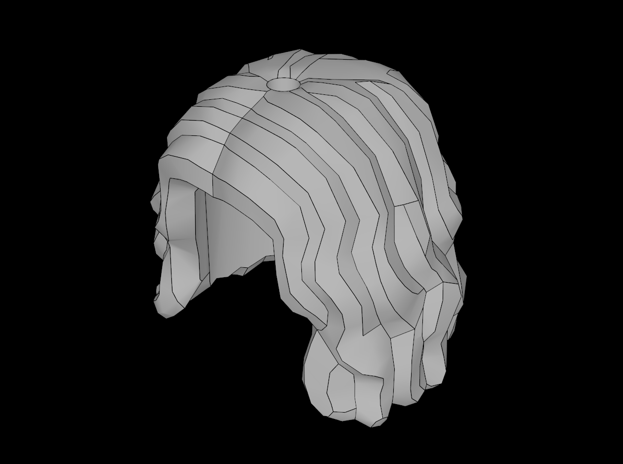 Lego Compatible (2632.dat) Minifig Hair Female Mid-Length Wavy Parted in Center
