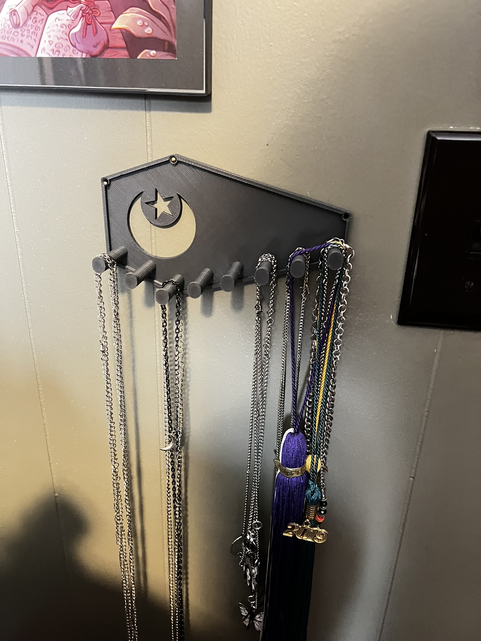 Coffin Wall Mount Necklace Holder