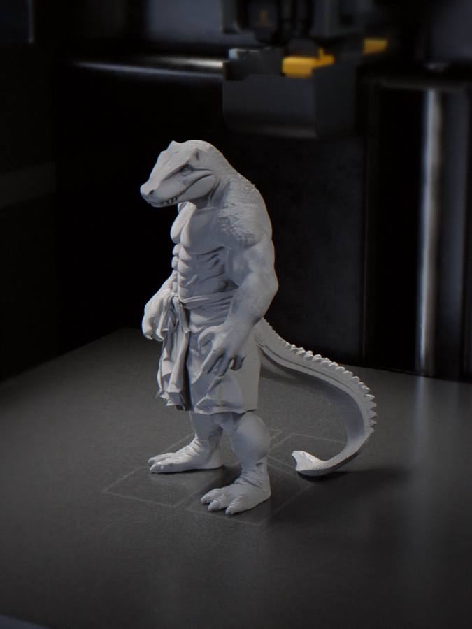 Croc Man Humanoid Reptile Figurine 3D Printable