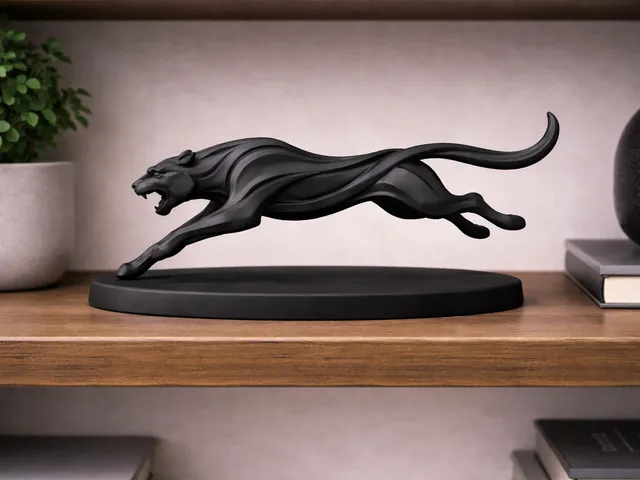 Black Panther – Dynamic 3D Printed Figurine in Matte Black Filament