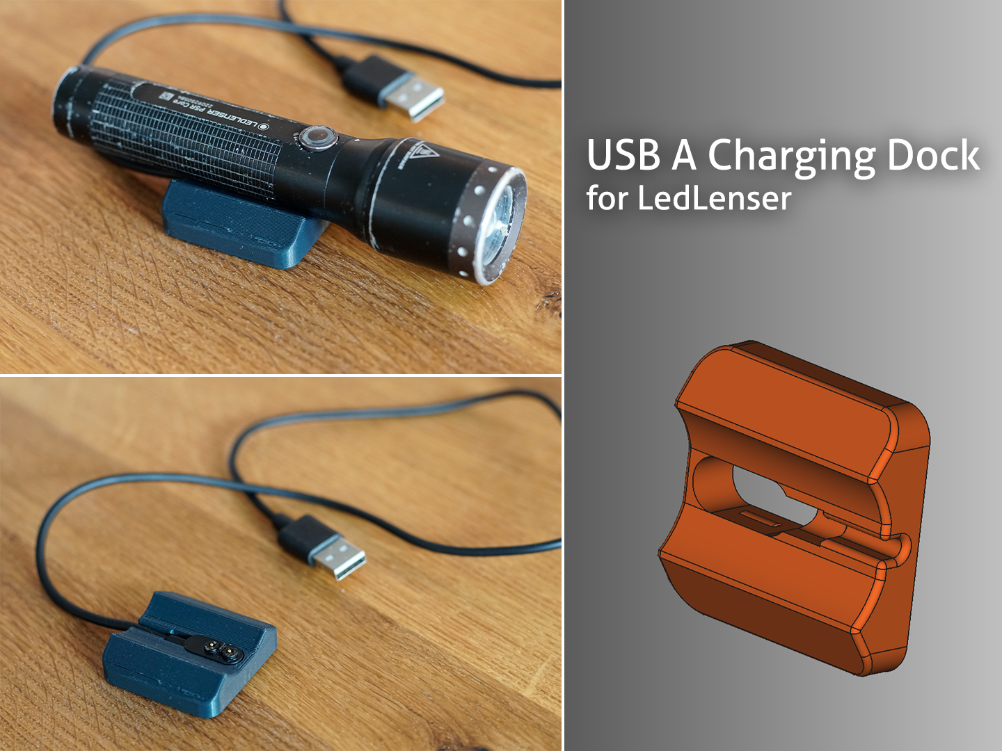 Charging Dock for LedLenser USB Type A Dongle