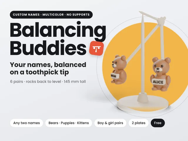 Balancing Buddies - Names on a Toothpick
