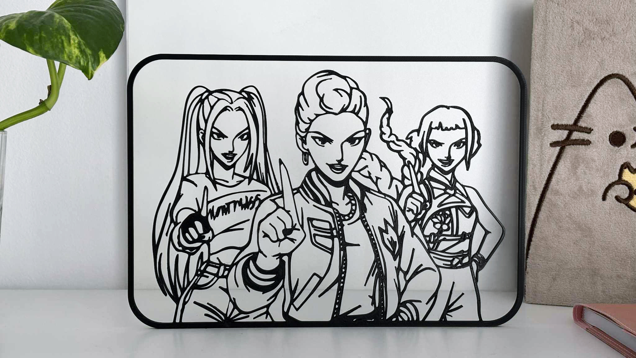 K-Pop Demon Hunters Line Art w/ Stand