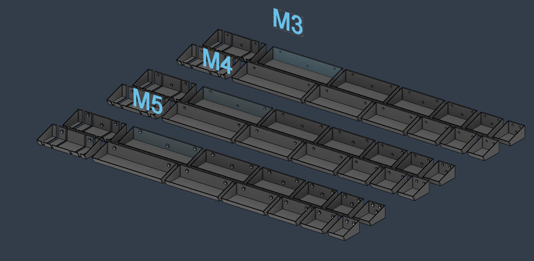 Wall mounted Storage bin - Multiple sizes - 2/3 Screws - M3/M4/M5 - Step/F3d included