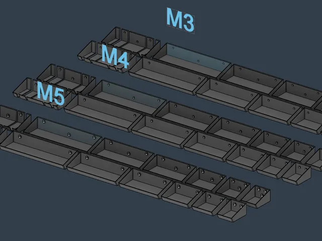 Wall mounted Storage bin - Multiple sizes - 2/3 Screws - M3/M4/M5 - Step/F3d included