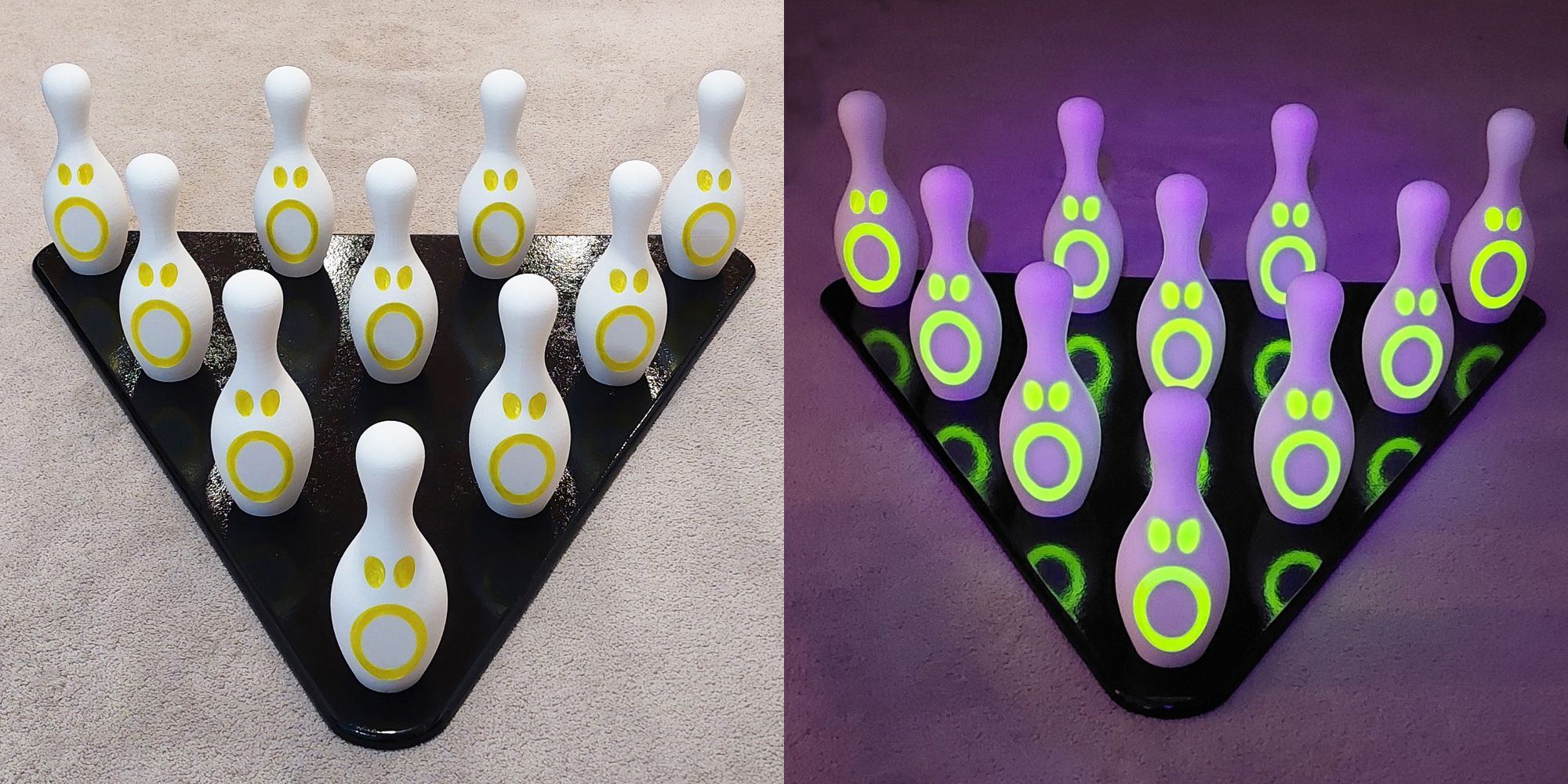 Ghost Face Bowling Pins - For UV/Black Light Party