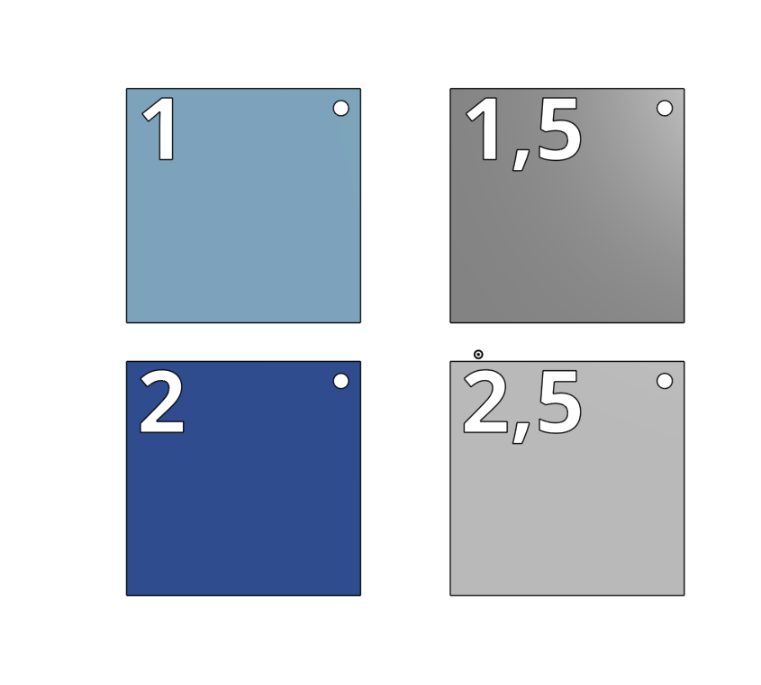 Plates in 1mm; 1.5mm; 2mm; 2.5mm thickness (30x30mm)